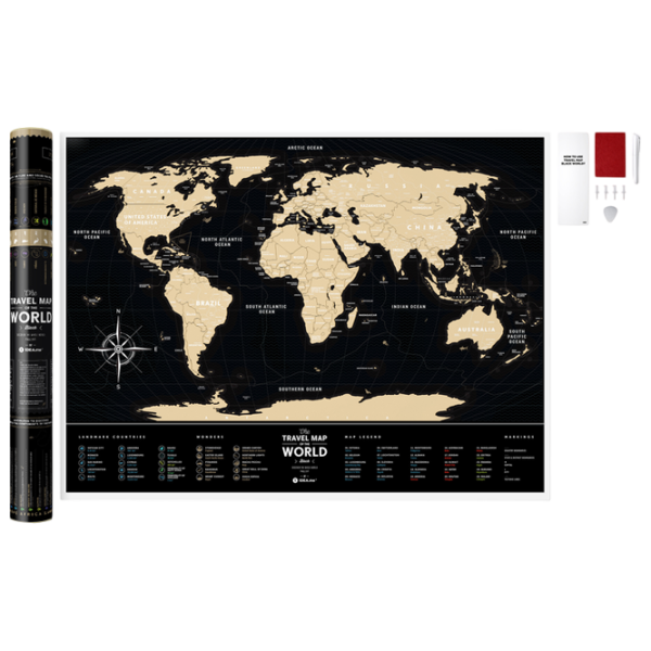 Joc de masă 1DEA.me Travel Map Black World 7+/ Hartă de răzuire photo 3 Joc de masă 1DEA.me Travel Map Black World 7+/ Hartă de răzuire photo 3