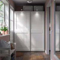 Шкаф Ikea Pax/Grimo 150 x 66см x 201 / ДСП / Белый photo 4