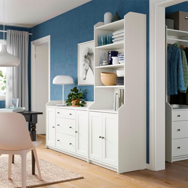 Шкаф Ikea Hauga 210 x 46см x 199 / ДСП / Белый photo 2