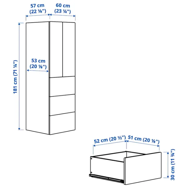 Шкаф Ikea Smastad/Platsa 60 x 57см x 181 / ДСП / Белый photo 7
