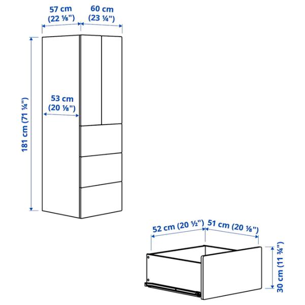 Шкаф Ikea Smastad/Platsa 60 x 57см x 181 / ДСП / Белый photo 7