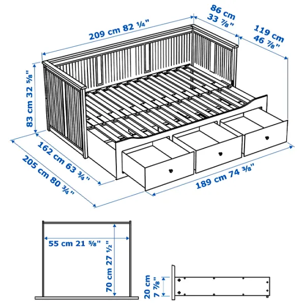 Кровать Ikea Hemnes Afjall 80 x 200 cm / Массив / Белый photo 5