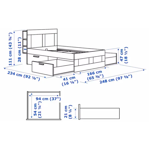 Кровать Ikea Brimnes Lonset 160 x 200 см / ЛДСП / Белый photo 6