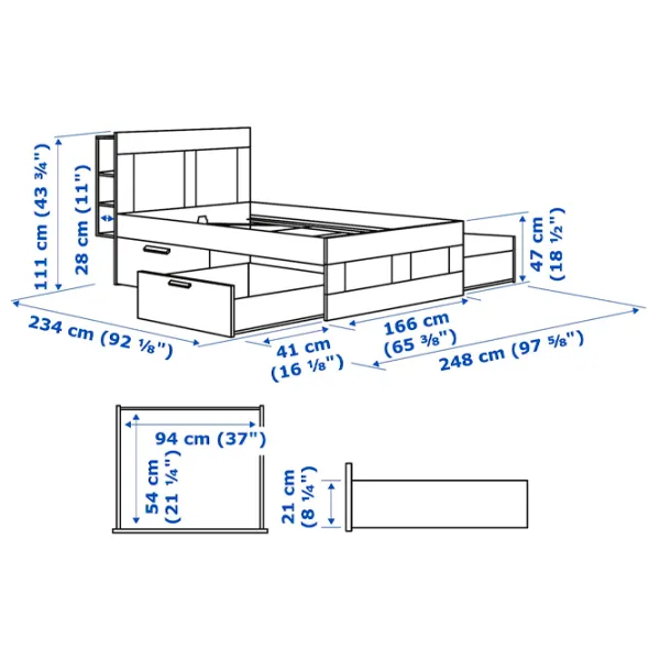 Кровать Ikea Brimnes 3 160 x 200 см / ЛДСП / Белый photo 11