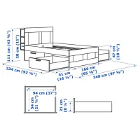 Кровать Ikea Brimnes 3 160 x 200 см / ЛДСП / Белый photo 11
