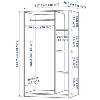 Шкаф Ikea Rakkestad 117 x 55см x 176 / ДСП / Черно-коричневый photo 3