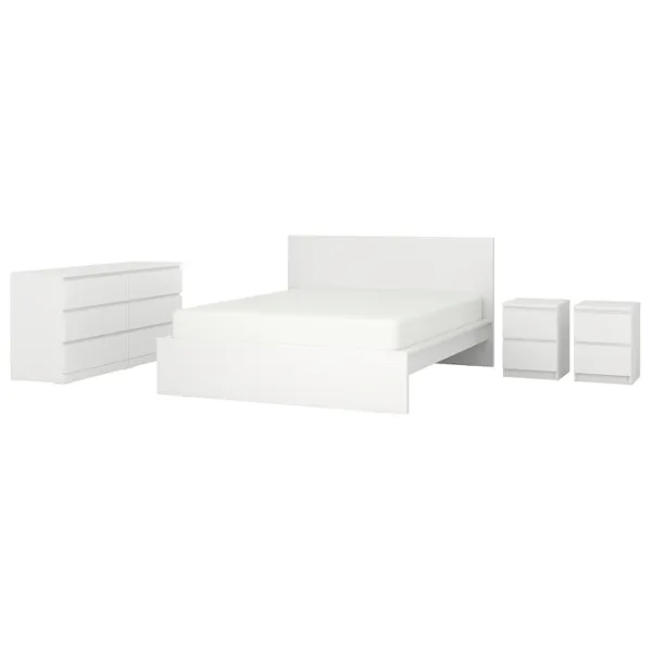Кровать Ikea Malm 4 140 x 200 см / Шпон / Белый photo 1
