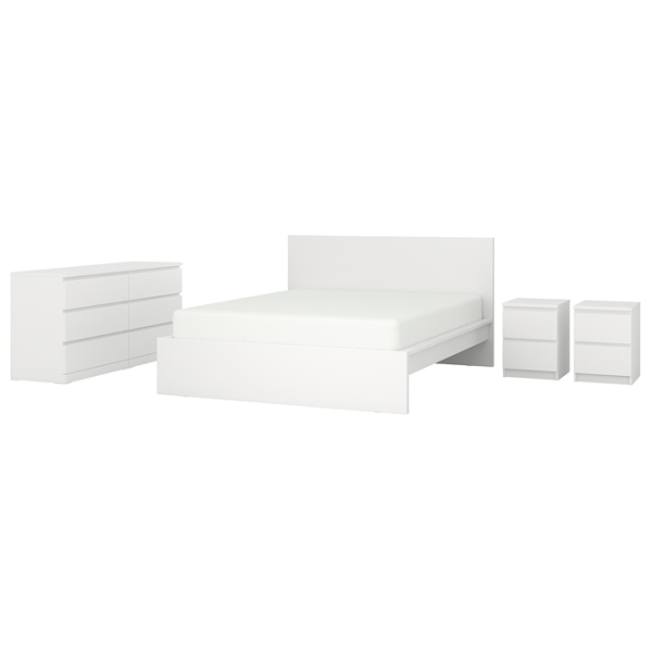 Кровать Ikea Malm 4 140 x 200 см / Шпон / Белый photo 1