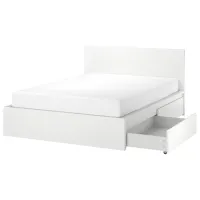 Кровать Ikea Malm Luroy 2 140 x 200 см / Шпон / Белый