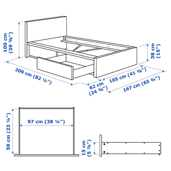 Pat Ikea Malm/Lonset 2 90 x 200 cm / Furnir / White photo 7