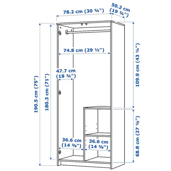 Dulap Ikea Brimnes 78 x 50 x 190 / DSP / Negru photo 7