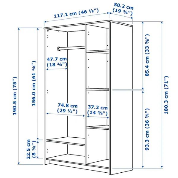 Шкаф Ikea Brimnes 117.1 x 50.2см x 180.3 / ДСП / Чёрный photo 8