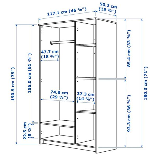 Шкаф Ikea Brimnes 117.1 x 50.2см x 180.3 / ДСП / Чёрный photo 8