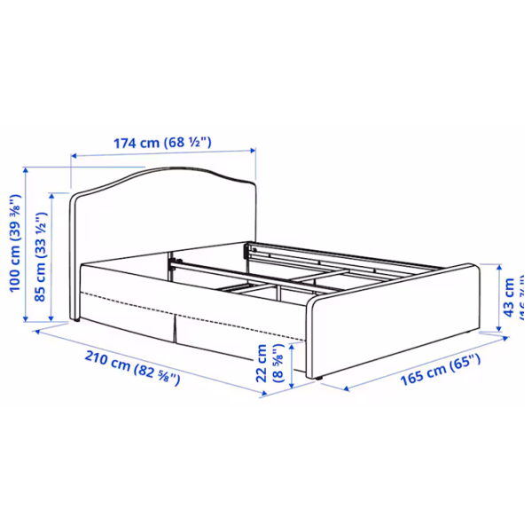 Кровать Ikea Ramnefjall/Kilanda/Luroy 160 x 200 см / Шпон / Бежевый photo 6