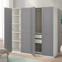 Шкаф Ikea Pax/Grimo 200 x 60см x 201.2 / ДСП / Белый photo 2