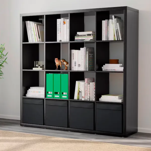 Стеллаж с контейнерами Ikea Kallax 147 x 147 x 39см cm / Полиэстер / Черный Коричневый photo 2