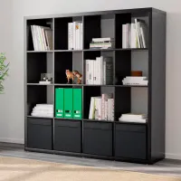 Стеллаж с контейнерами Ikea Kallax 147 x 147 x 39см cm / Полиэстер / Черный Коричневый photo 2
