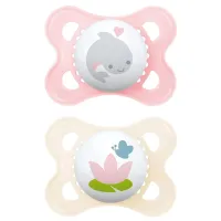 Соска ортодонтическая MAM Sealife Original Для девочек / 6 месяцев - 18 месяцев / Силикон / Розовый