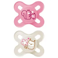 Соска ортодонтическая MAM Planet Love Original Start Для девочек / 0 месяцев - 2 месяцев / Силикон / Розовый