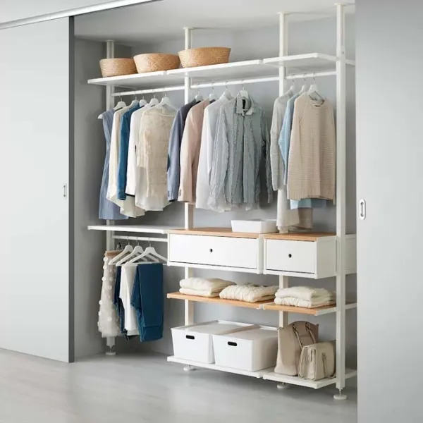 Стеллаж Ikea Elvarli Белый-Бамбук / МДФ photo 3