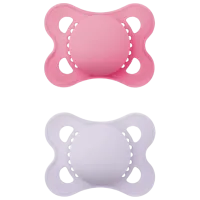 Suzetă cu tetina ortodontică MAM Mat Original Pentru fetițe / 2 luni - 6 luni / Silicon / Pink