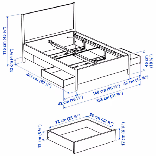 Кровать Ikea Tonstad 140 x 200 см / Массив / Белый photo 7