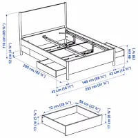 Кровать Ikea Tonstad 140 x 200 см / Массив / Белый photo 7