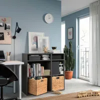 Стеллаж Ikea Vihals 90 x 95 x 37см cm / ЛДСП / Темно-серый photo 2