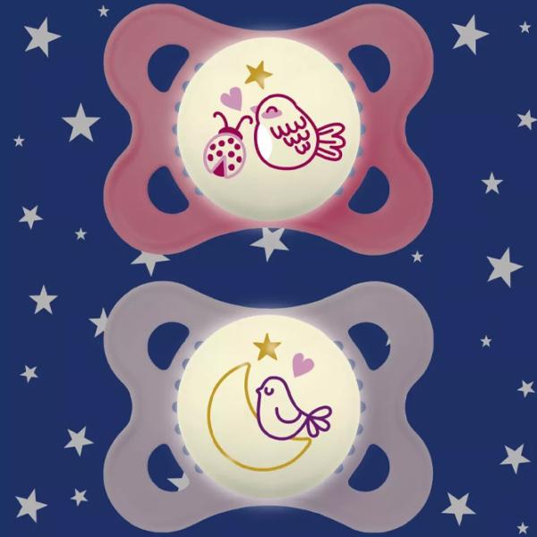Соска ортодонтическая MAM Planet Love Original Night Для девочек / 2 месяца - 6 месяцев / Силикон / Розовый photo 5