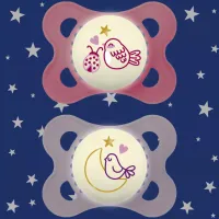 Suzetă cu tetina ortodontică MAM Planet Love Original Night Pentru fetițe / 2 luni - 6 luni / Silicon / Pink photo 5