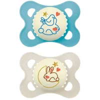 Suzetă cu tetina ortodontică MAM Planet Love Original Night Pentru băieți / 2 luni - 6 luni / Silicon / Blue
