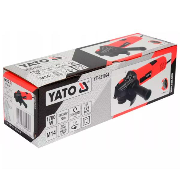 Шлифовальная машина Yato YT821024 Угловая / 1700 Вт / Красный photo 4