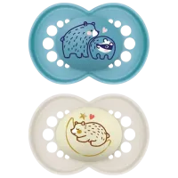 Соска ортодонтическая MAM Planet Love Original Day&Night  Для мальчиков / 6 месяцев - 18 месяцев / Силикон / Синий