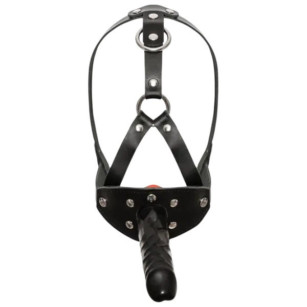 Кляп Zado Leather Head Harness with Dildo Черный photo 1 Кляп Zado Leather Head Harness with Dildo Черный photo 1