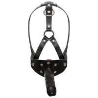 Gag Zado Leather Head Harness with Dildo Black