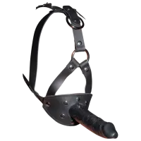 Gag Zado Leather Head Harness with Dildo Black photo 2