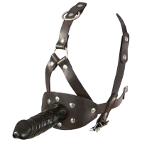 Gag Zado Leather Head Harness with Dildo Black photo 3