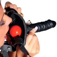 Gag Zado Leather Head Harness with Dildo Black photo 6