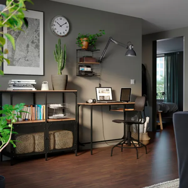 Стеллаж Ikea Fjallbo 95 x 100 x 36см cm / Массив / Black photo 2