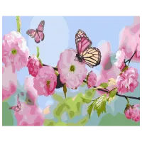 Картина по номерам Art Gallery Бабочка на цветущей веточке GX32823 50 x 40 см / Горизонтальная