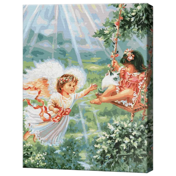 Картина по номерам Art Gallery Ангелок и девочка на качеле GX8488 50 x 40 см / Вертикальная photo 1