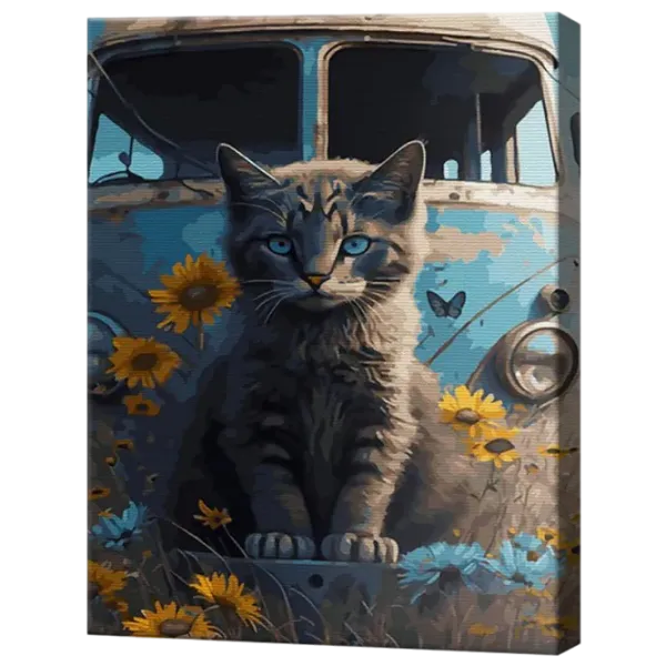 Pictură pe numere Art Gallery Motan sălbatic și autobus GX46396 50 x 40 cm / Verticală photo 1