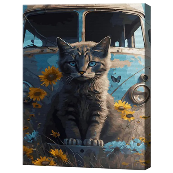 Pictură pe numere Art Gallery Motan sălbatic și autobus GX46396 50 x 40 cm / Verticală photo 1