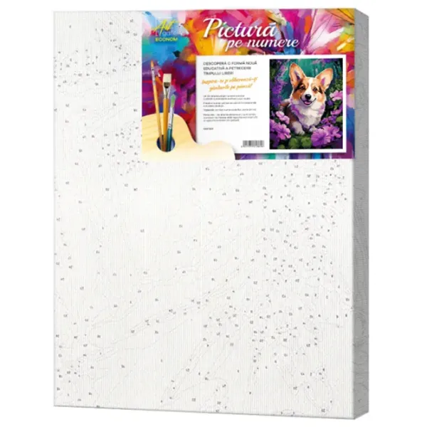 Pictură pe numere Art Gallery Corgi în flori GX46482 50 x 40 cm / Verticală photo 3