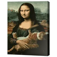 Картина по номерам Art Gallery Мона Лиза с котом GX29098 50 x 40 см / Вертикальная