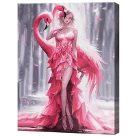 Картина по номерам Art Gallery Фламинго и девушка GX46126 50 x 40 см / Вертикальная