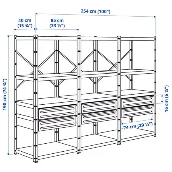 Etajeră Ikea Bror  Black / Oțel photo 3