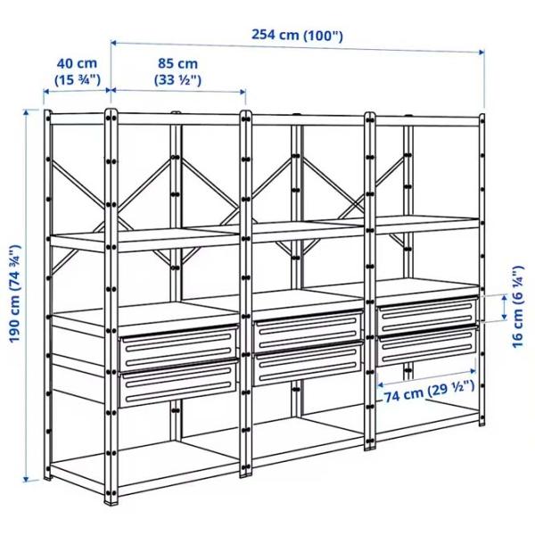 Etajeră Ikea Bror  Black / Oțel photo 3