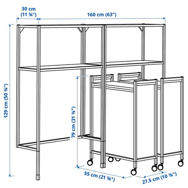 Стеллаж Ikea Enhet Нержавеющая сталь / Белый photo 4