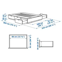Кровать Ikea Nordli 160 x 200 см / Шпон / Белый photo 6